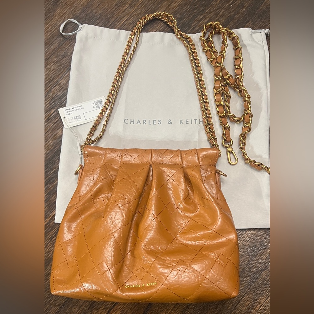 Charles & Keith Brown Quilted Shoulder Bag